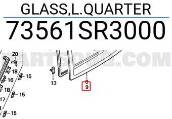 Honda 73561SR3000 GLASS,L.QUARTER