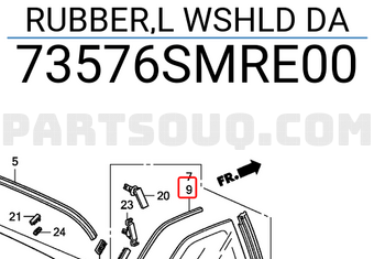 Honda 73576SMRE00 RUBBER,L WSHLD DA