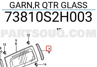 Honda 73810S2H003 GARN,R QTR GLASS
