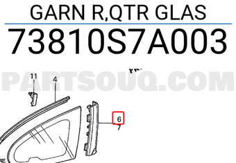 Honda 73810S7A003 GARN R,QTR GLAS