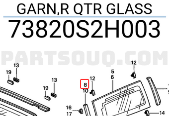 Honda 73820S2H003 GARN,R QTR GLASS