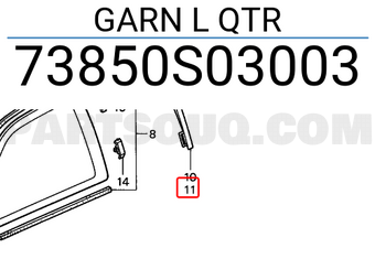 Honda 73850S03003 GARN L QTR
