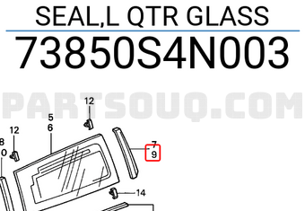 Honda 73850S4N003 SEAL,L QTR GLASS