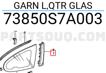 Honda 73850S7A003 GARN L,QTR GLAS