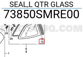 Honda 73850SMRE00 SEAL,L QTR GLASS