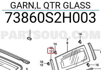 Honda 73860S2H003 GARN,L QTR GLASS