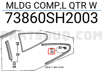 Honda 73860SH2003 MLDG COMP,L QTR W