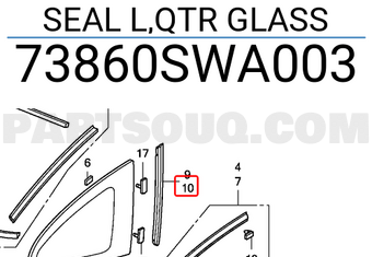 Honda 73860SWA003 SEAL L,QTR GLASS