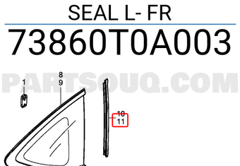 Honda 73860T0A003 SEAL L- FR