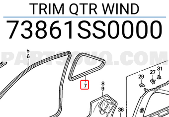 Honda 73861SS0000 TRIM QTR WIND