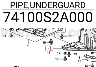 Honda 74100S2A000 PIPE,UNDERGUARD