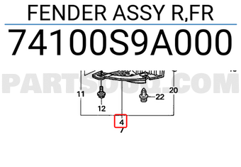 Honda 74100S9A000 FENDER ASSY R,FR