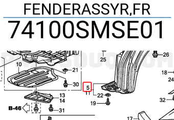 Honda 74100SMSE01 FENDERASSYR,FR