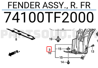 Honda 74100TF2000 FENDER ASSY., R. FR