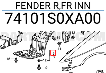 Honda 74101S0XA00 FENDER R,FR INN