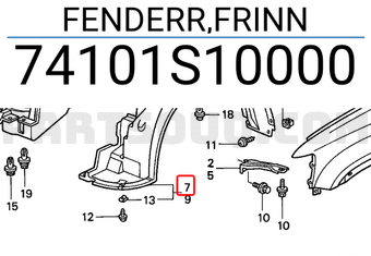 Honda 74101S10000 FENDERR,FRINN