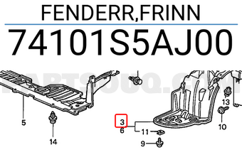 Honda 74101S5AJ00 FENDERR,FRINN