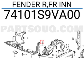 Honda 74101S9VA00 FENDER R,FR INN