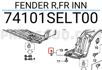 Honda 74101SELT00 FENDER R,FR INN