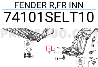 Honda 74101SELT10 FENDER R,FR INN
