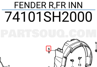 Honda 74101SH2000 FENDER R,FR INN