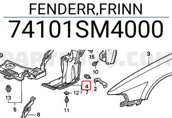 Honda 74101SM4000 FENDERR,FRINN