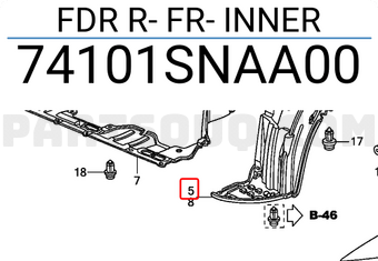 Honda 74101SNAA00 FDR R- FR- INNER