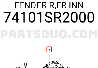 Honda 74101SR2000 FENDER R,FR INN