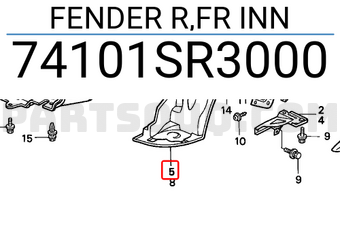 Honda 74101SR3000 FENDER R,FR INN