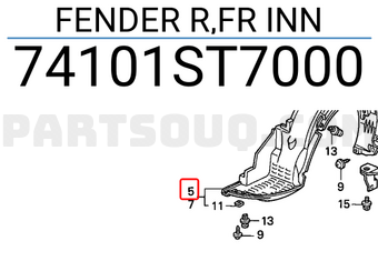 Honda 74101ST7000 FENDER R,FR INN