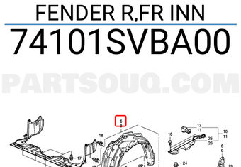 Honda 74101SVBA00 FENDER R,FR INN