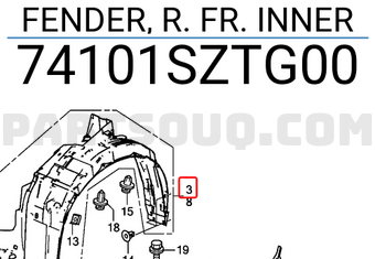Honda 74101SZTG00 FENDER, R. FR. INNER