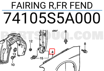 Honda 74105S5A000 FAIRING R,FR FEND