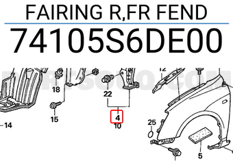 Honda 74105S6DE00 FAIRING R,FR FEND