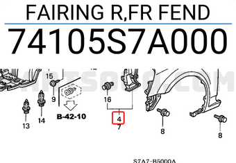 Honda 74105S7A000 FAIRING R,FR FEND