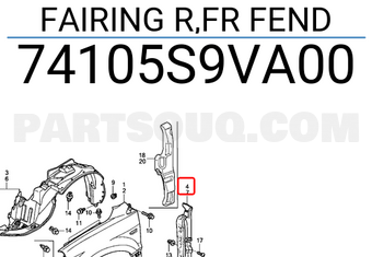 Honda 74105S9VA00 FAIRING R,FR FEND