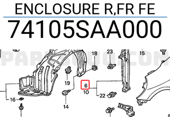 Honda 74105SAA000 ENCLOSURE R,FR FE