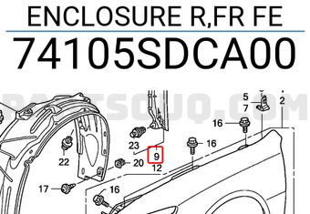 Honda 74105SDCA00 ENCLOSURE R,FR FE
