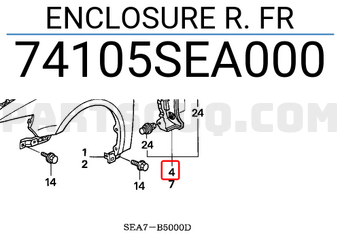 Honda 74105SEA000 ENCLOSURE R. FR