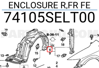 Honda 74105SELT00 ENCLOSURE R,FR FE