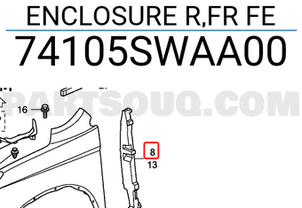 Honda 74105SWAA00 ENCLOSURE R,FR FE