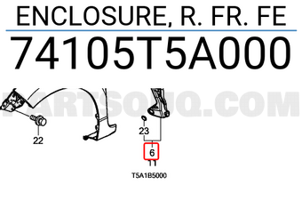 Honda 74105T5A000 ENCLOSURE, R. FR. FE