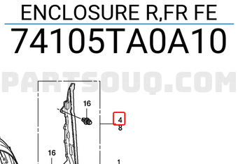 Honda 74105TA0A10 ENCLOSURE R,FR FE