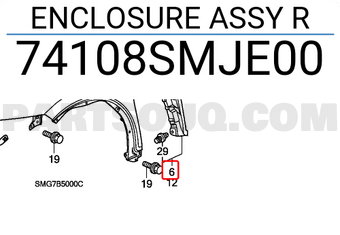 Honda 74108SMJE00 ENCLOSURE ASSY R