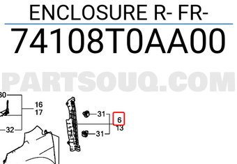 Honda 74108T0AA00 ENCLOSURE R- FR