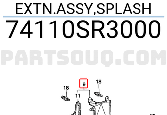 Honda 74110SR3000 EXTN.ASSY,SPLASH