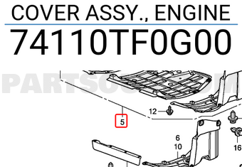 Honda 74110TF0G00 COVER ASSY., ENGINE