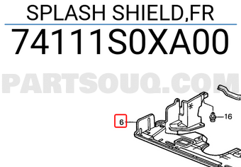 Honda 74111S0XA00 SPLASH SHIELD,FR