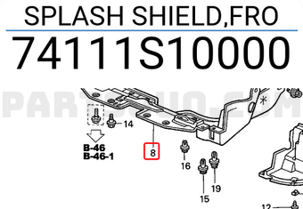 Honda 74111S10000 SPLASH SHIELD,FRO