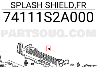 Honda 74111S2A000 SPLASH SHIELD,FR
